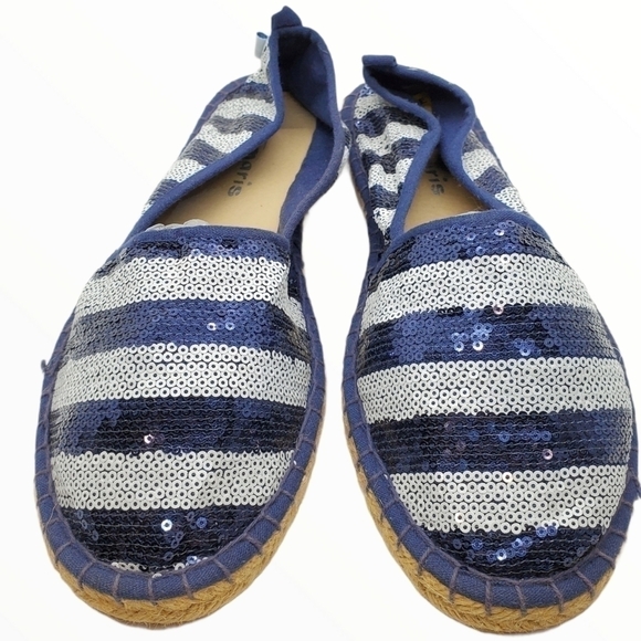 Tamaris sequin espadrilles blue & white - Picture 1 of 11